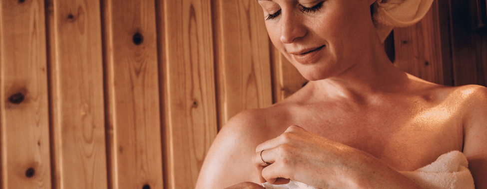 Woman Using Sauna for Natural Menopause Relief