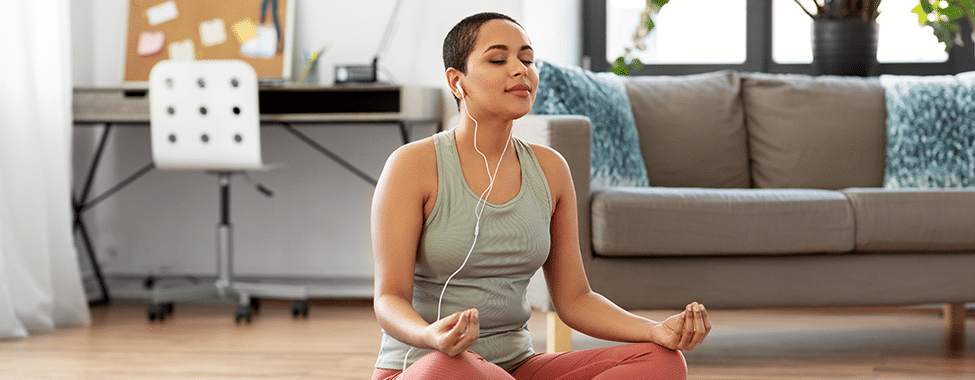 Woman Doing Yoga and Meditation at Home