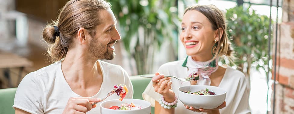 Couple Eating Healthy Lunch Together