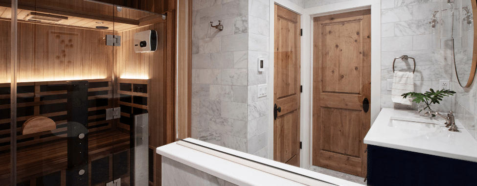 Clearlight Infrared Sauna in Bathroom Designed by Amy Krause