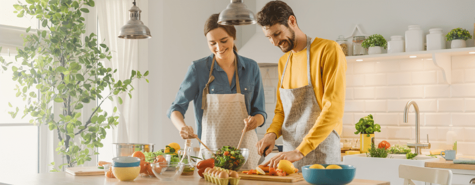 Couple Cooking Healthy Meal for Healthy Fat Loss