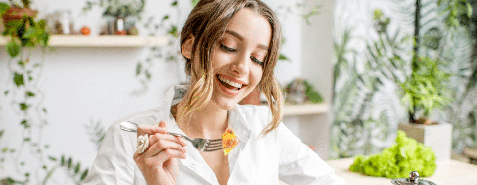 Happy Woman Enjoying Healthy Spring Produce