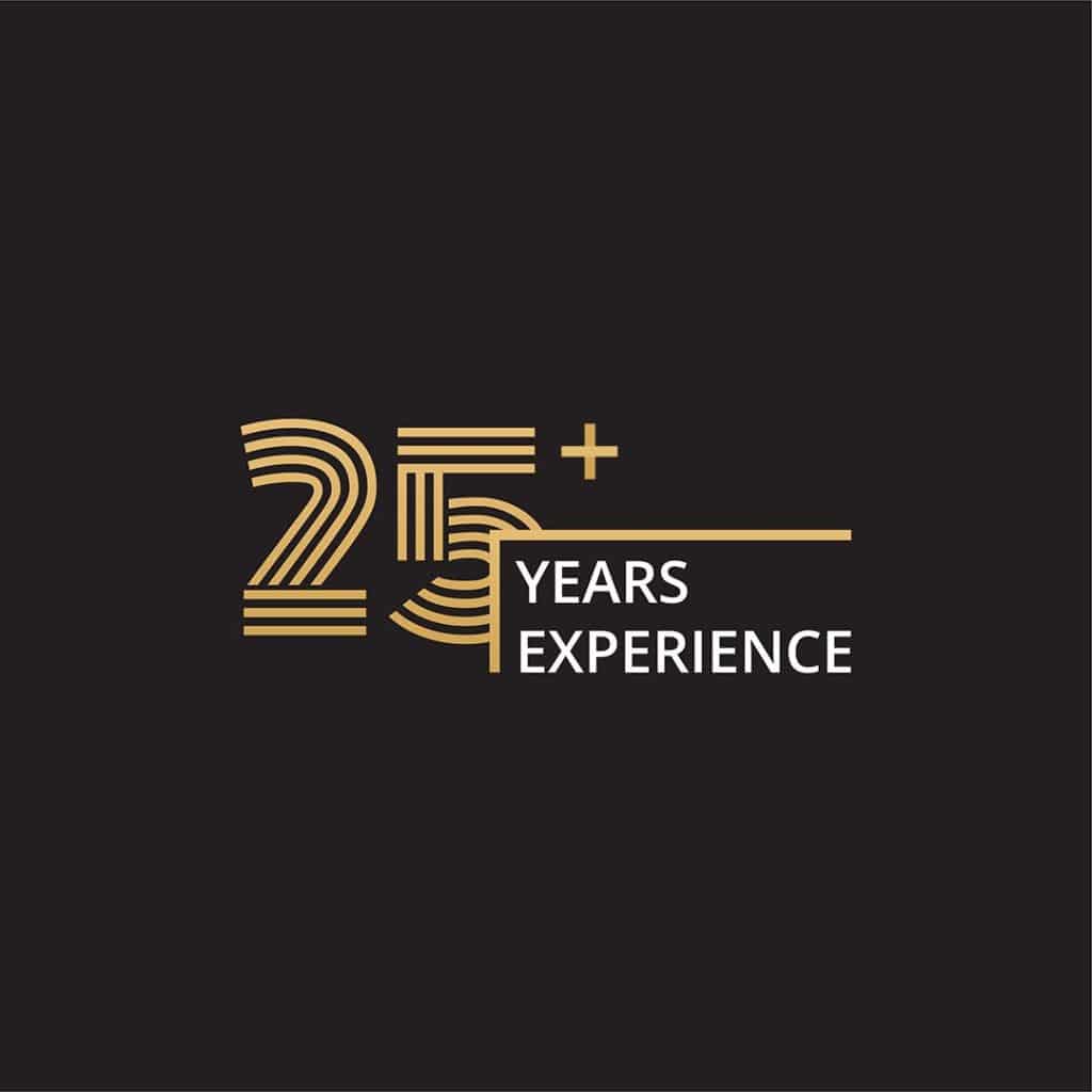 25 years of experience banner